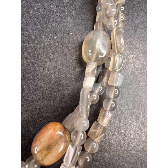 NEW Nate & Etan grey moonstone triple strand necklace with sterling silver clasp - Picture 12 of 12